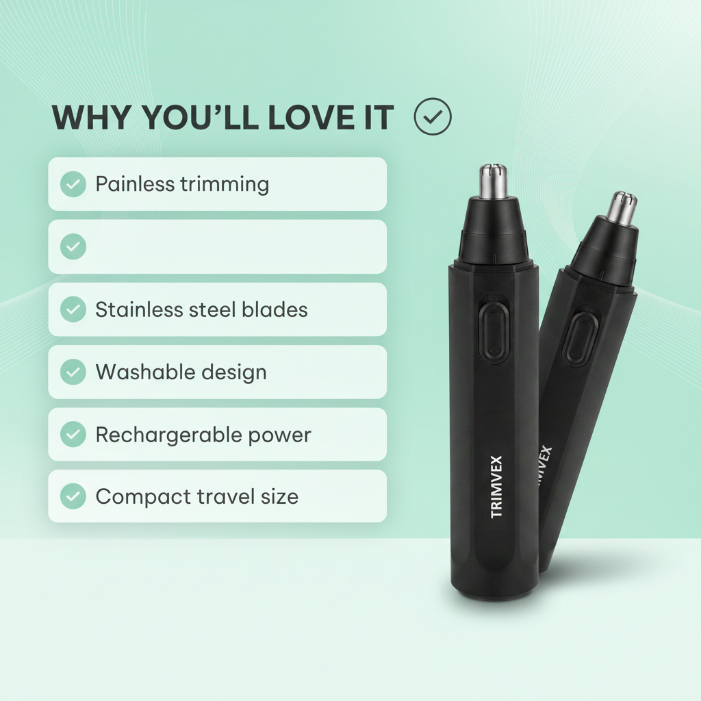 Nose & Ear Hair Trimmer – Stainless Steel Blades, Painless Grooming for Men & Women