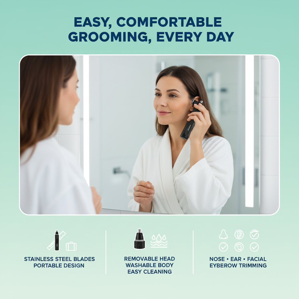 Nose & Ear Hair Trimmer – Stainless Steel Blades, Painless Grooming for Men & Women